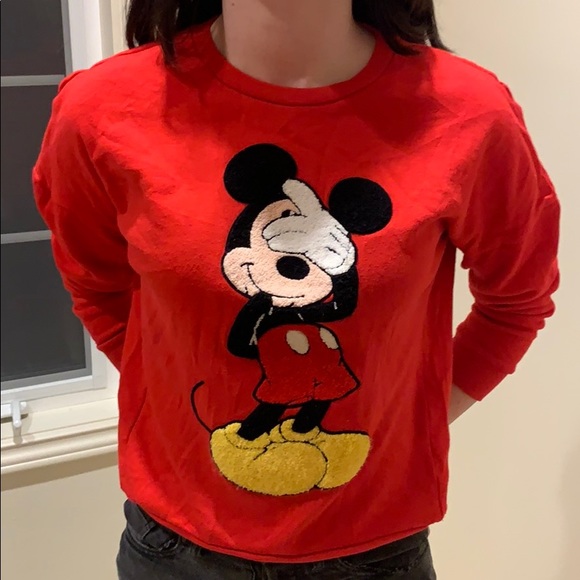 📌 Disney Plush Shy Mickey Mouse Sweatshirt - Picture 1 of 6